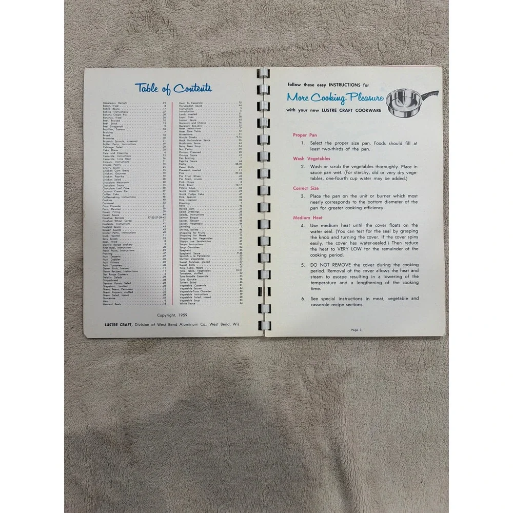 Lustre Craft Cookbook 1959 Vintage Recipes Instructions Stainless Steel Good